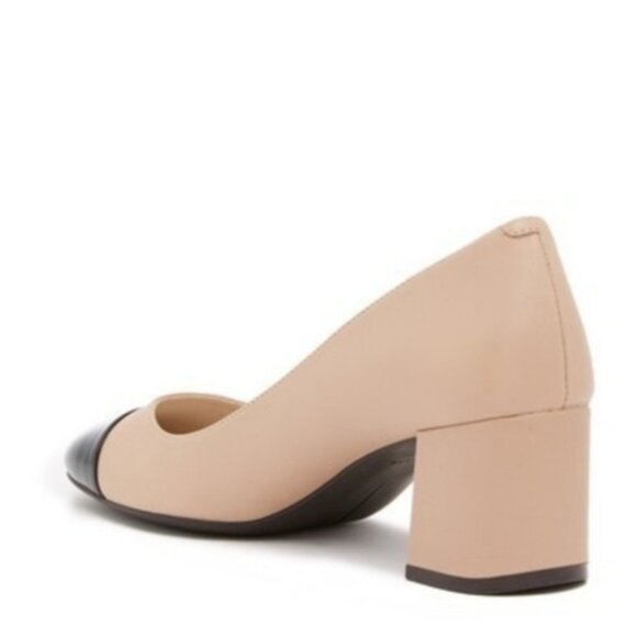 NWOT Sz 7.5 Cole Haan Dawna Grand Pump Nude & Black Patent Toe - Picture 7 of 16